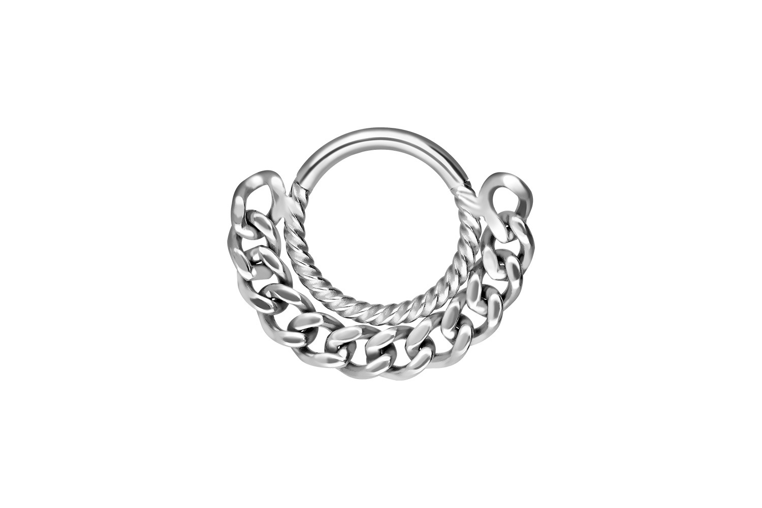 Chirurgenstahl Segmentring Clicker Piercing GEDREHT + PANZERKETTE
